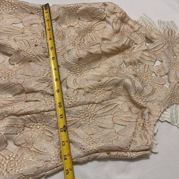 SaylorJessa Flower Appliqué Rose Gold Lace Mini Dress Size Large - Picture 10 of 13